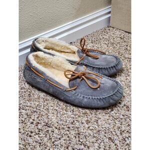 UGG Australia Men's Dakota Moccasin Slippers Gray Suede Shearling Lined Size 8?